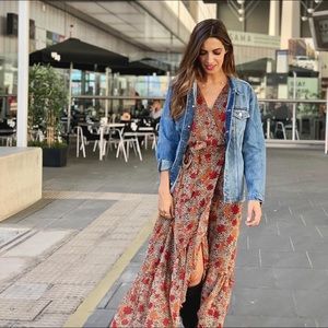 Mango Floral Chiffon Midi Wrap Flowy Dress Sz 8